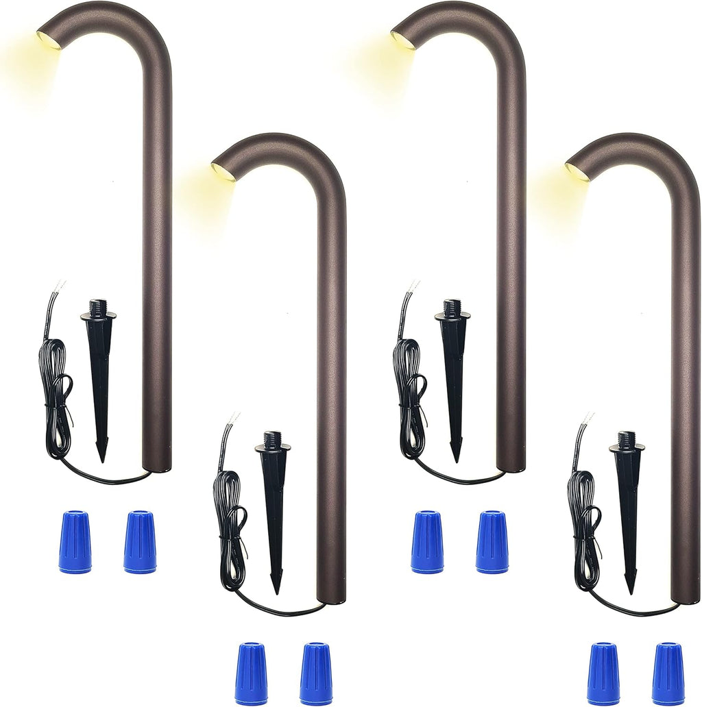 4 Pack Brown Aluminum Bollard Pathway Lights W3542