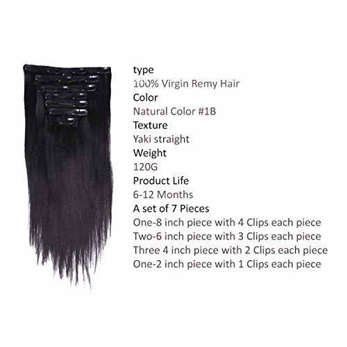 Yaki Straight Clip in Hair Extensions Real Remy Hair Q1293