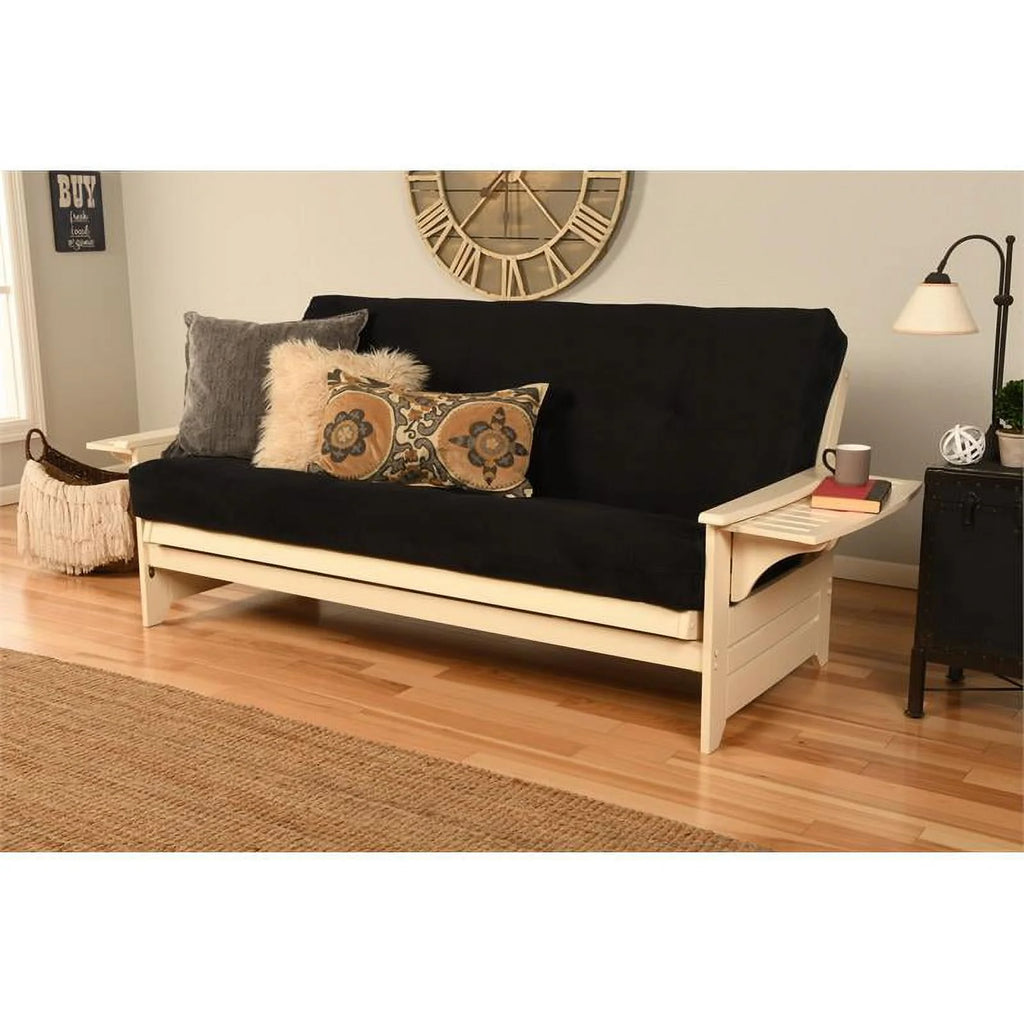 Antique White/Black Suede Fabric Futon N454769