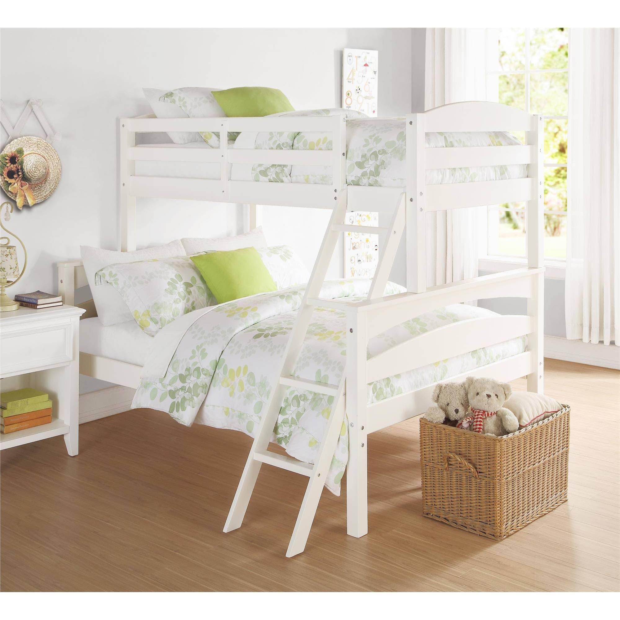 White Twin Over Full Wood Bunk Bed Frame G520