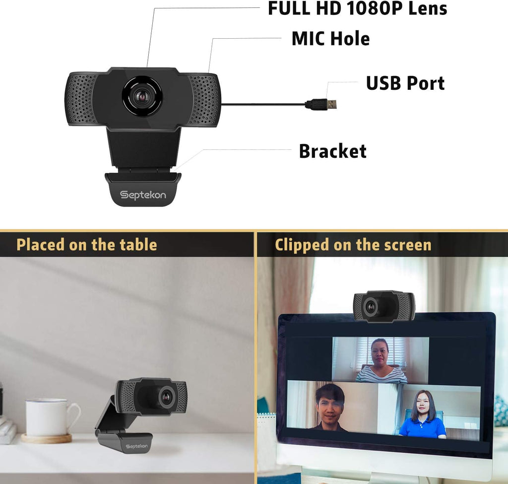 1080P HD Webcam with Microphone, USB PC Camera E780