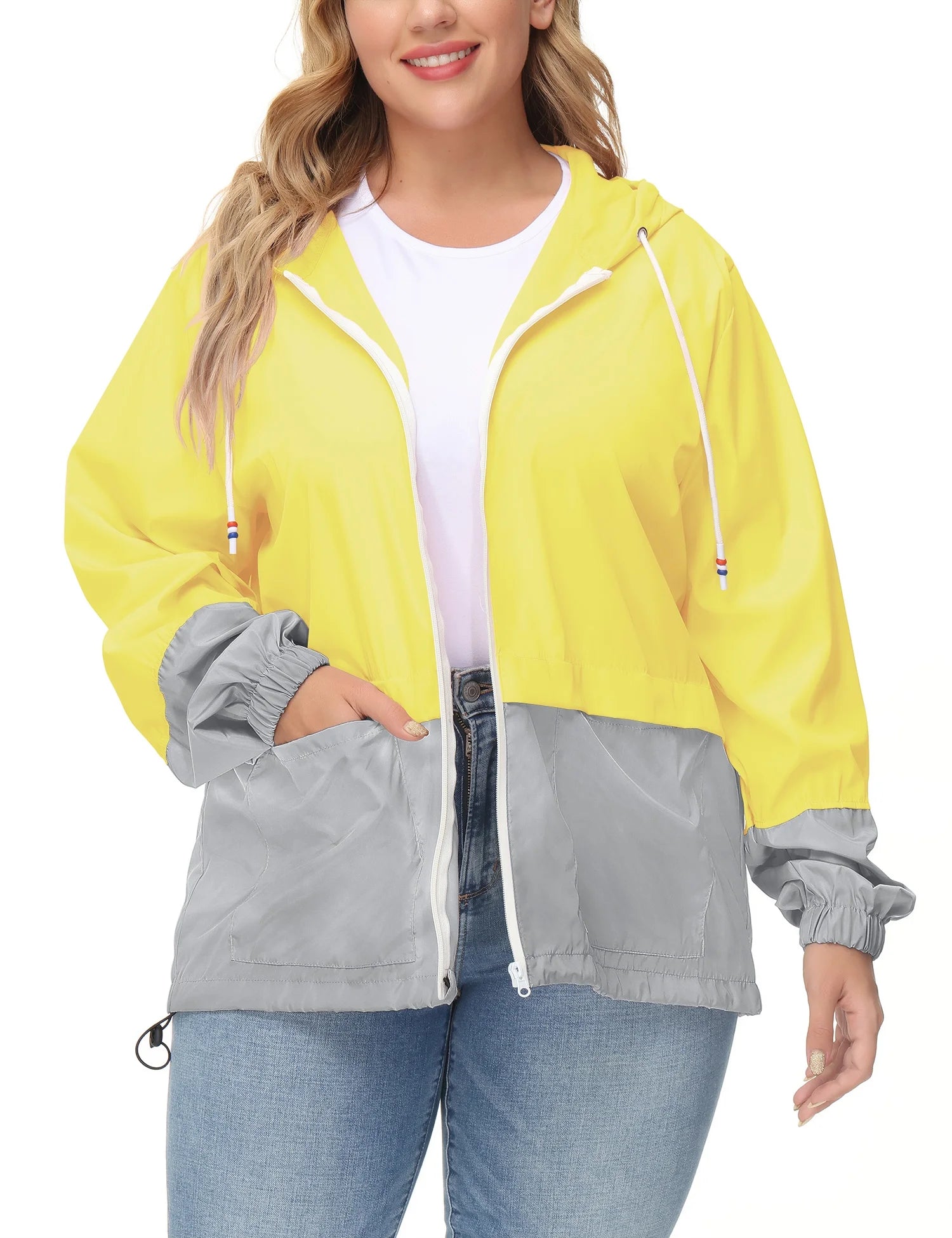 Plus Size Waterproof Hooded Rain Jacket J8796