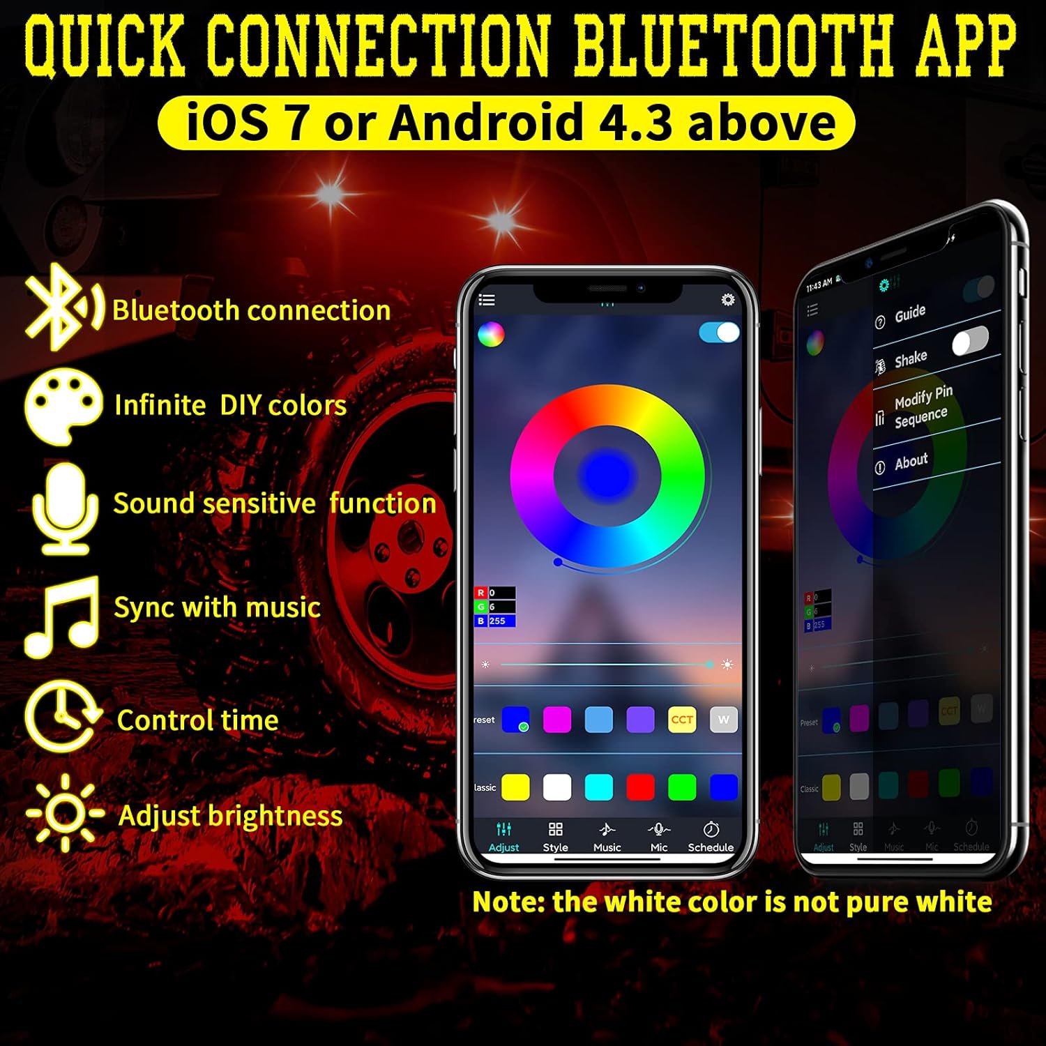 RGB LED Rock Lights with APP Bluetooth Controller B834620