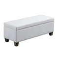 Beige Faux Leather Rectangle Ottoman with Storage J8752