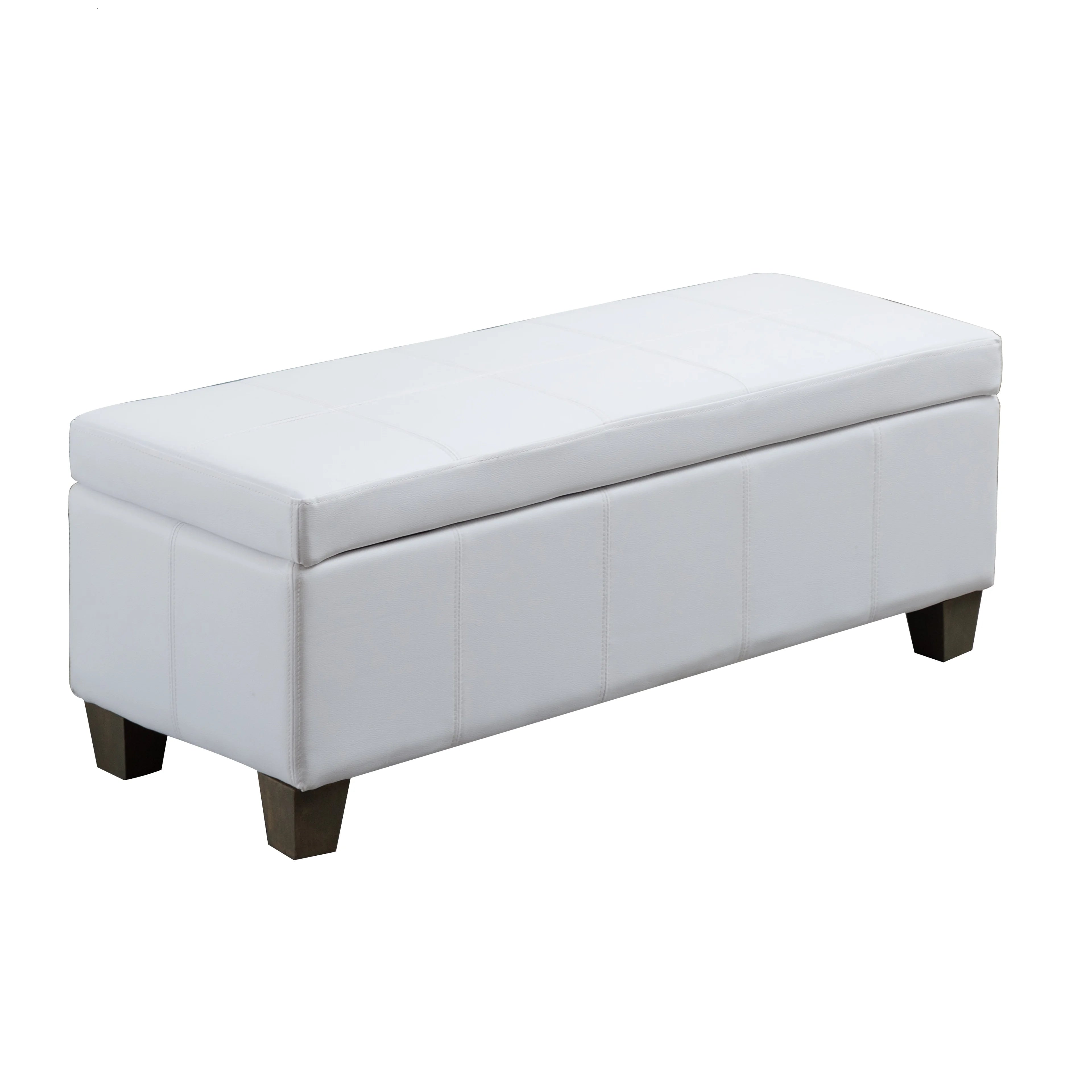 Beige Faux Leather Rectangle Ottoman with Storage J8752