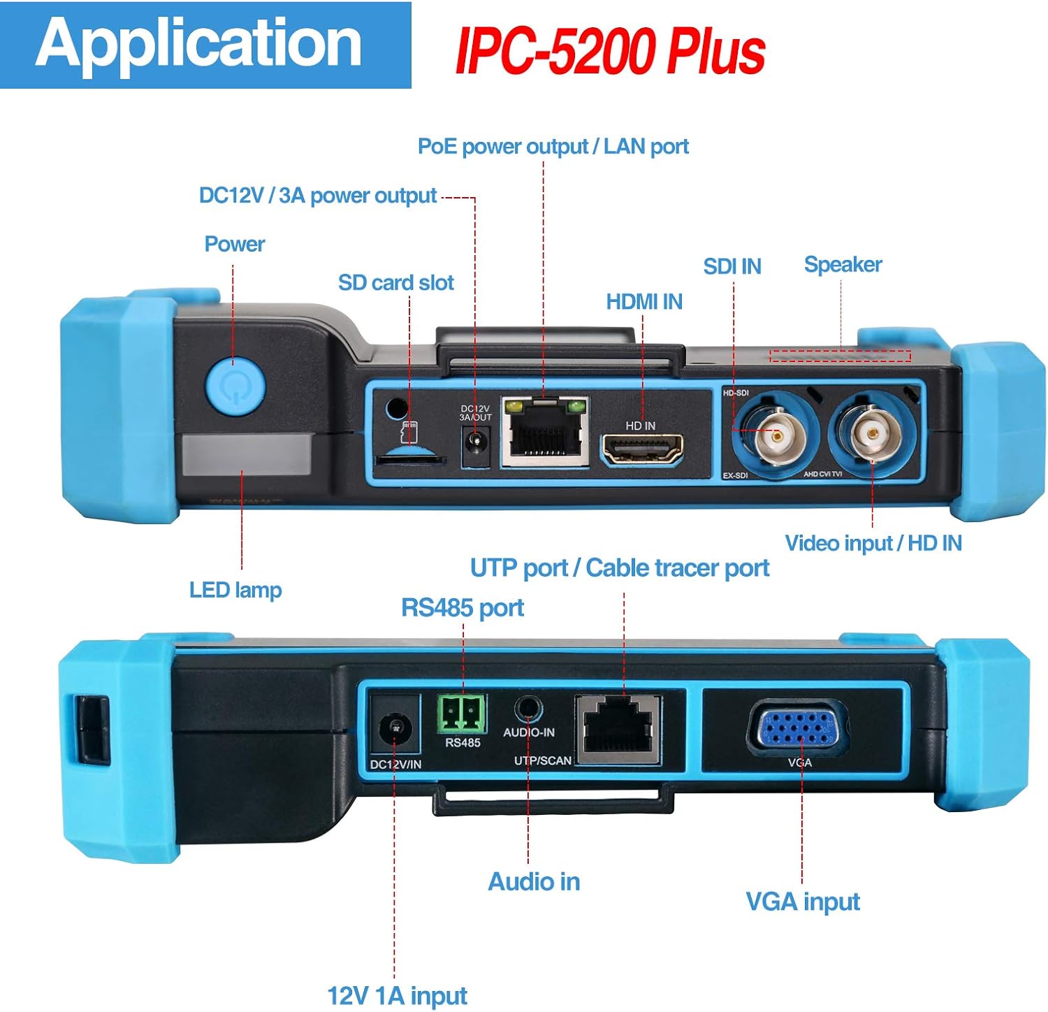 IPC Camera Tester 8MP AHD CVI TVI SDI CVBS IP Camera Test 4K HD Display 5inch IPS Touch Screen Support POE PTZ WiFi RS485 HDMI & VGA Input DC12V Output B61019