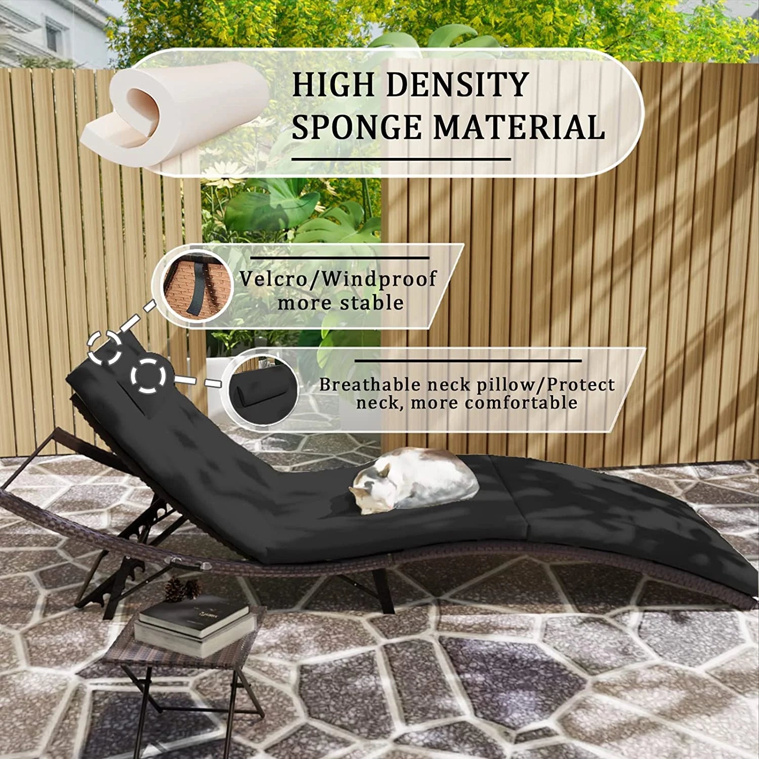 Black 3 Piece Rattan Patio Lounge Chair Set O918598