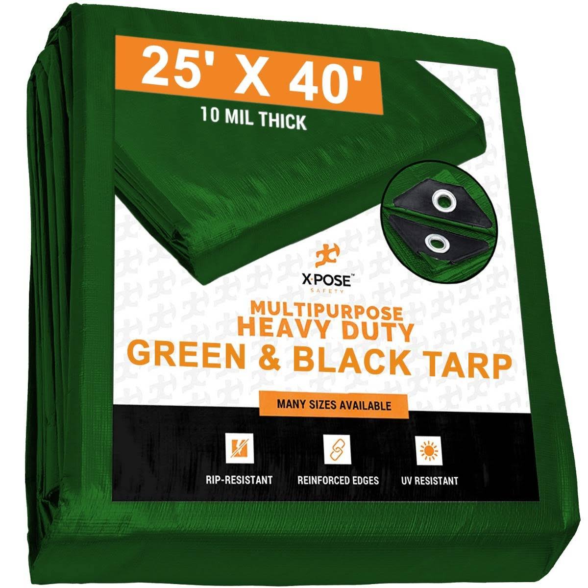Heavy Duty Green/Black Poly Tarps 25' x 40' F797772