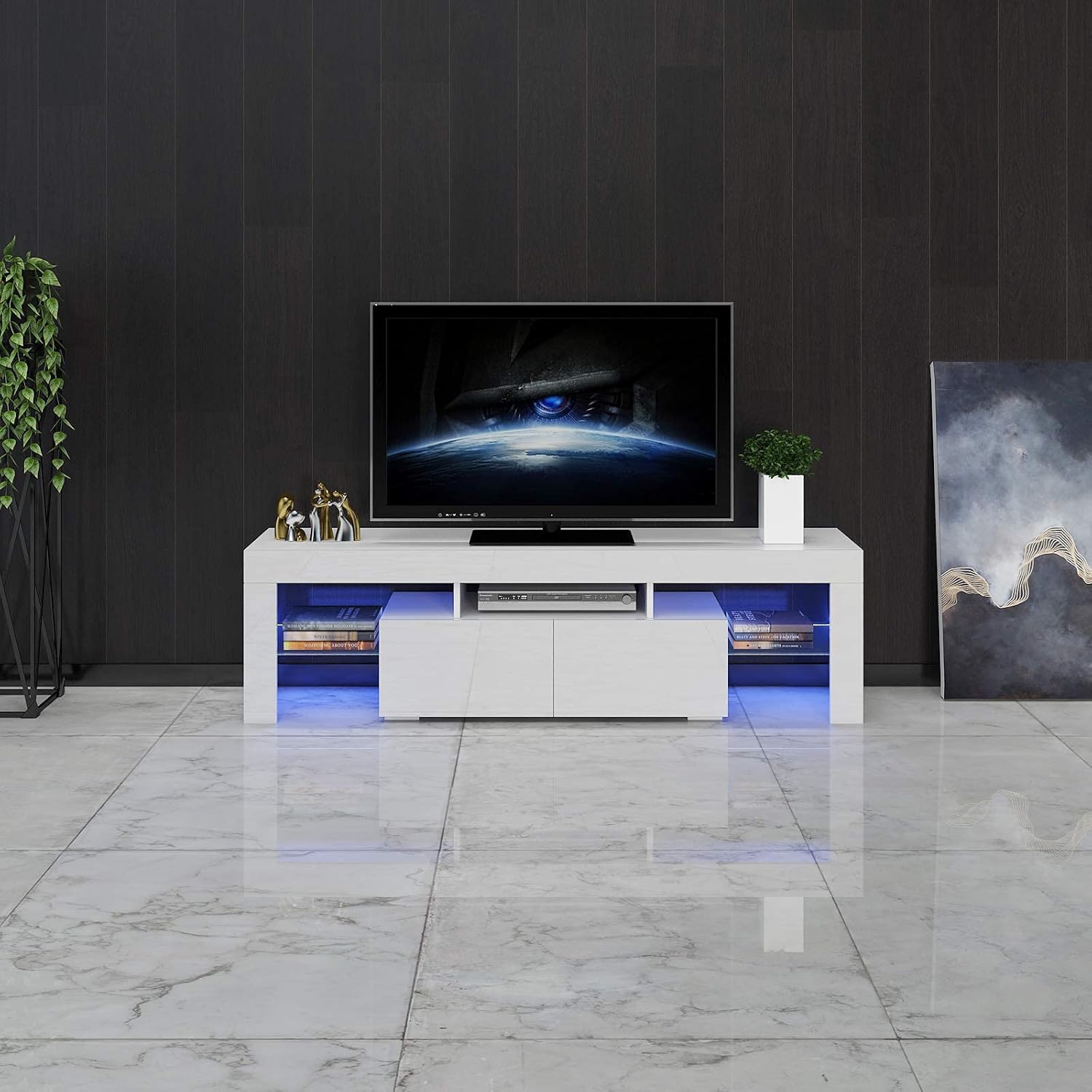 White High Gloss TV Cabinet with Storage and 2 Drawers K7228