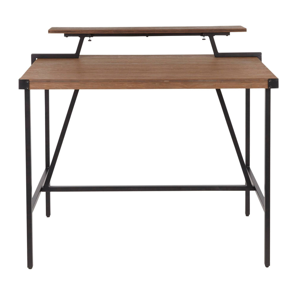 Industrial Counter Table in Black Metal and Brown Wood K4973