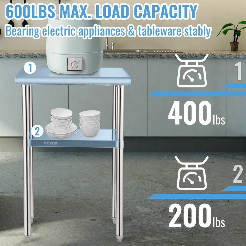 Stainless Steel Prep Table with Adjustable Undershelf T7583