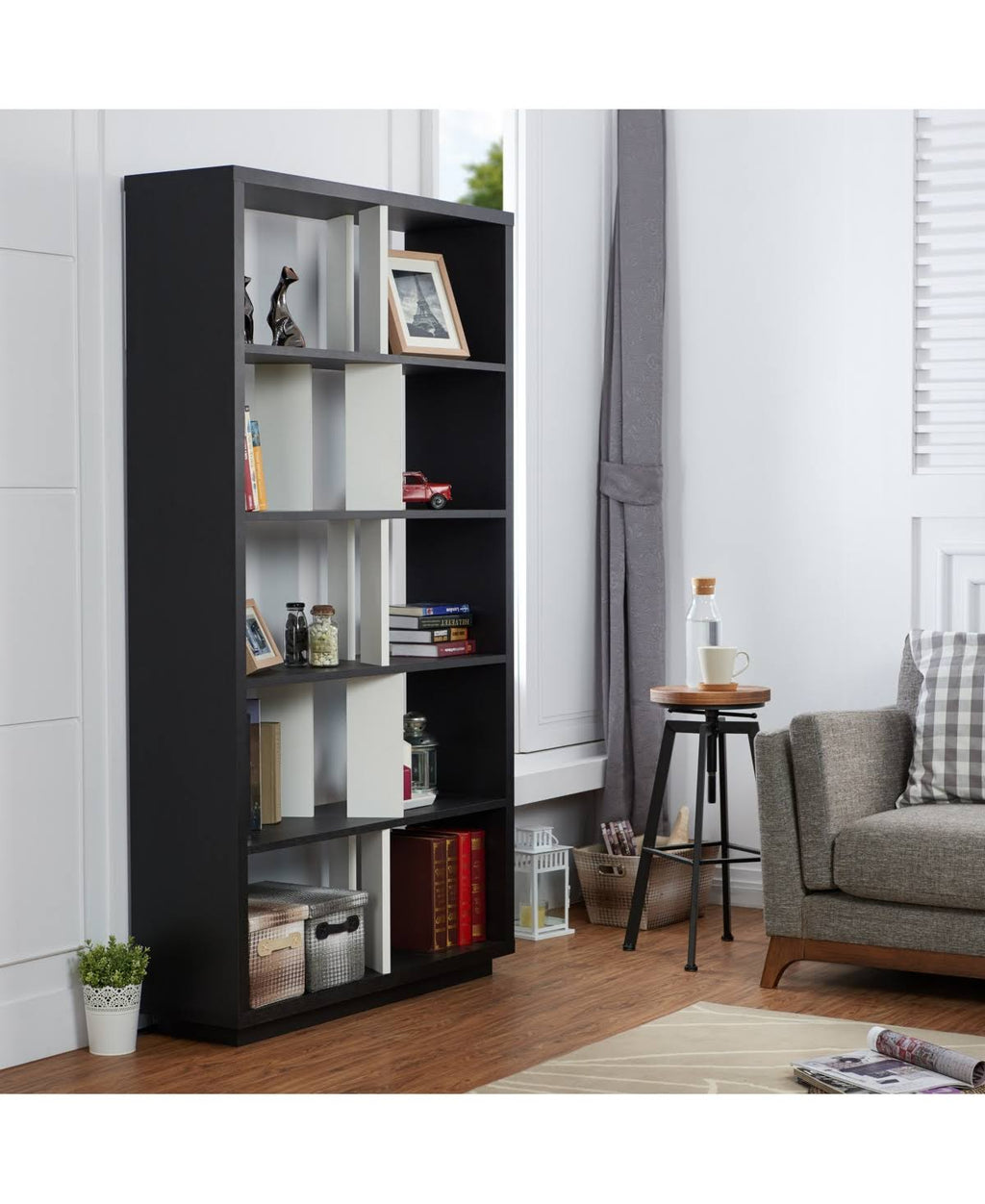 Black 5 Shelf Bookcase D8432