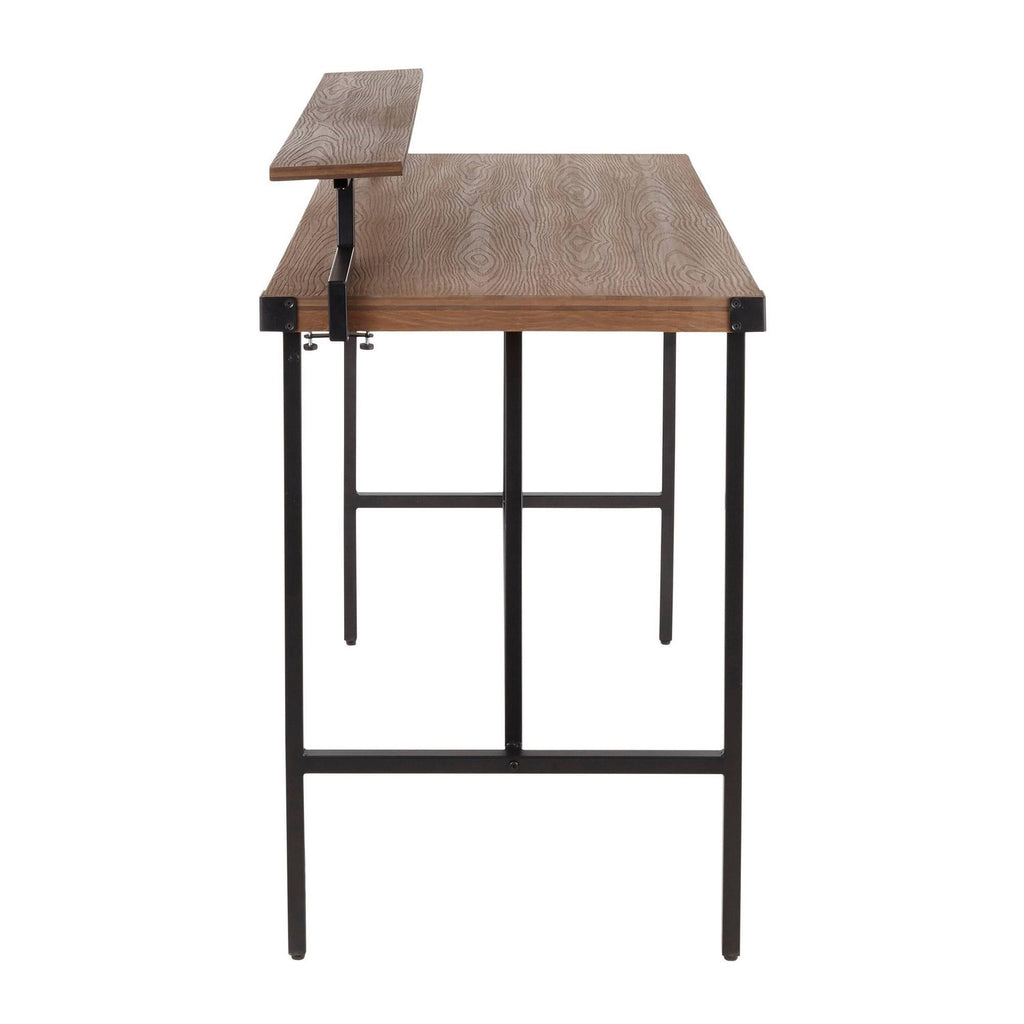 Industrial Counter Table in Black Metal and Brown Wood K4973