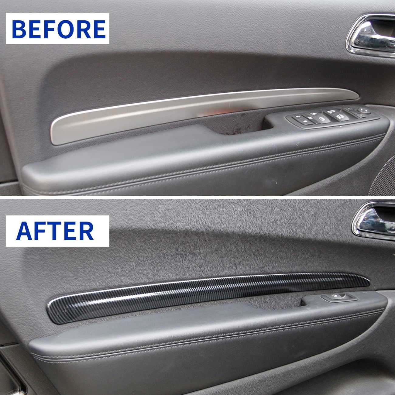 Carbon Fiber 4 Doors Panel Decor Trim Cover Y6519