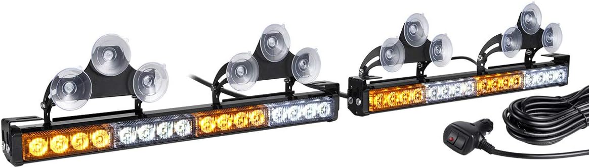 2 in 1 Amber White LED Traffic Advisor Strobe Light Bar H55118