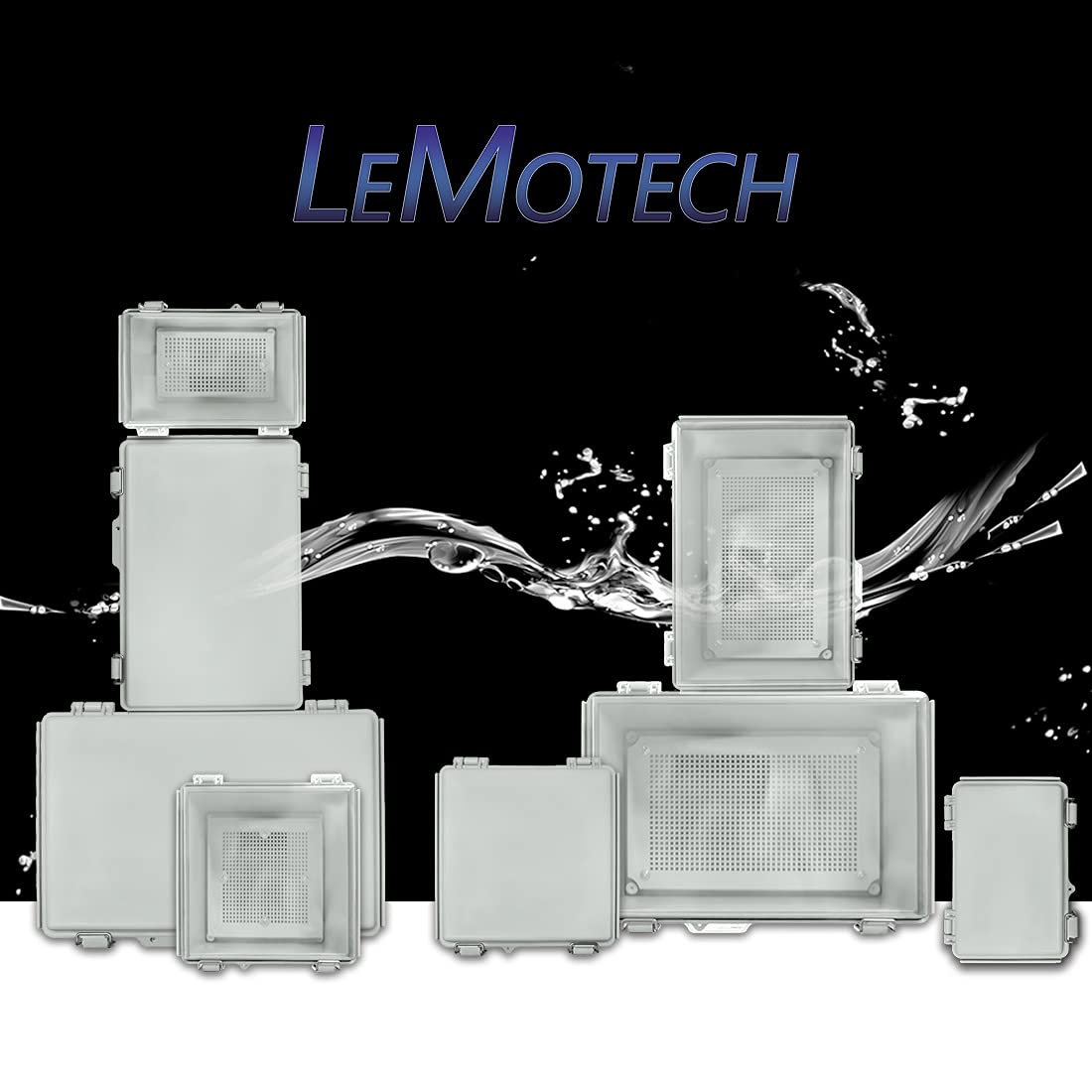 ABS Junction Box Hinged Cover Stainless Steel Latch IP67 Waterproof Plastic Universal Enclosure 8.7x6.7x4.3 inch P639