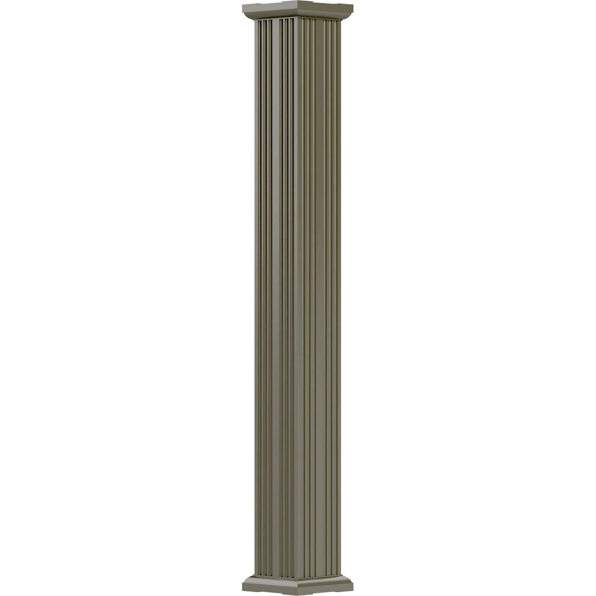 6x22 x 10& Endura-Aluminum Column, Square Shaft, Non-Tapered, Fluted, Clay Finish Q244