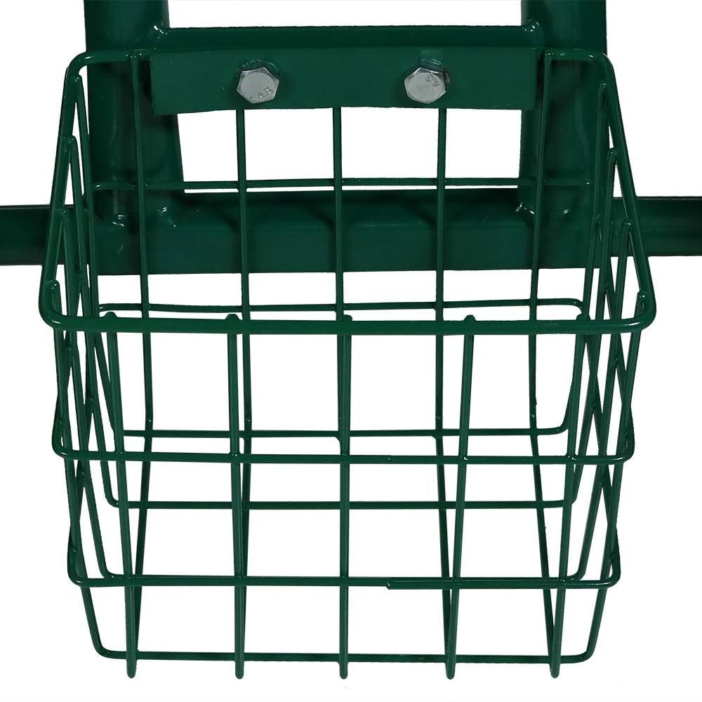 Green Rolling Garden Cart with Steering Handle, Swivel Seat & Basket K525