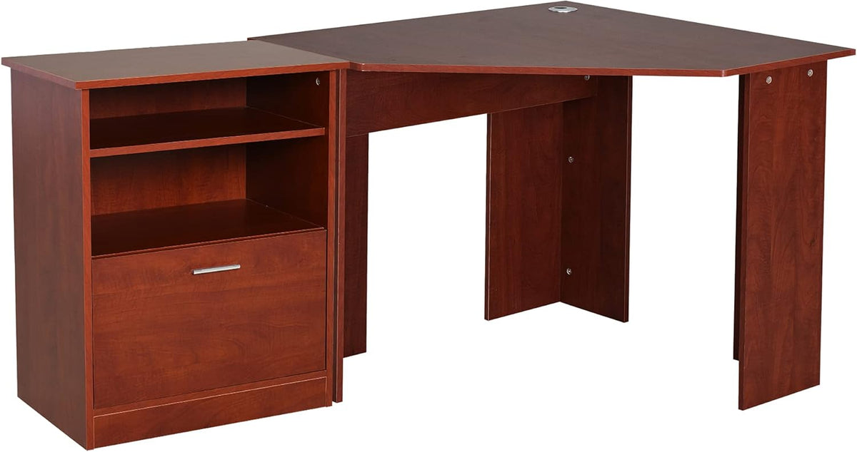Black L-Shaped Computer Desk with Storage L118