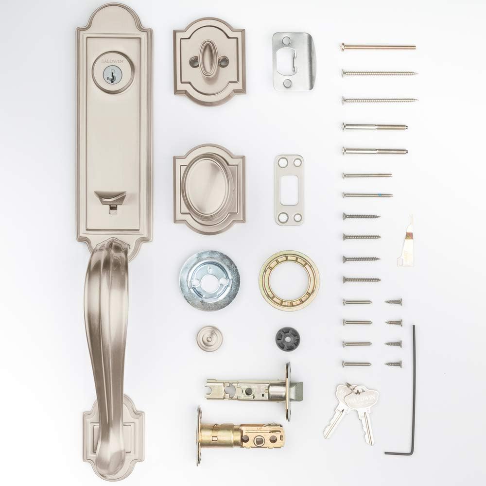 Single Cylinder Front Door Handleset in Satin Nickel with SmartKey Security H7657