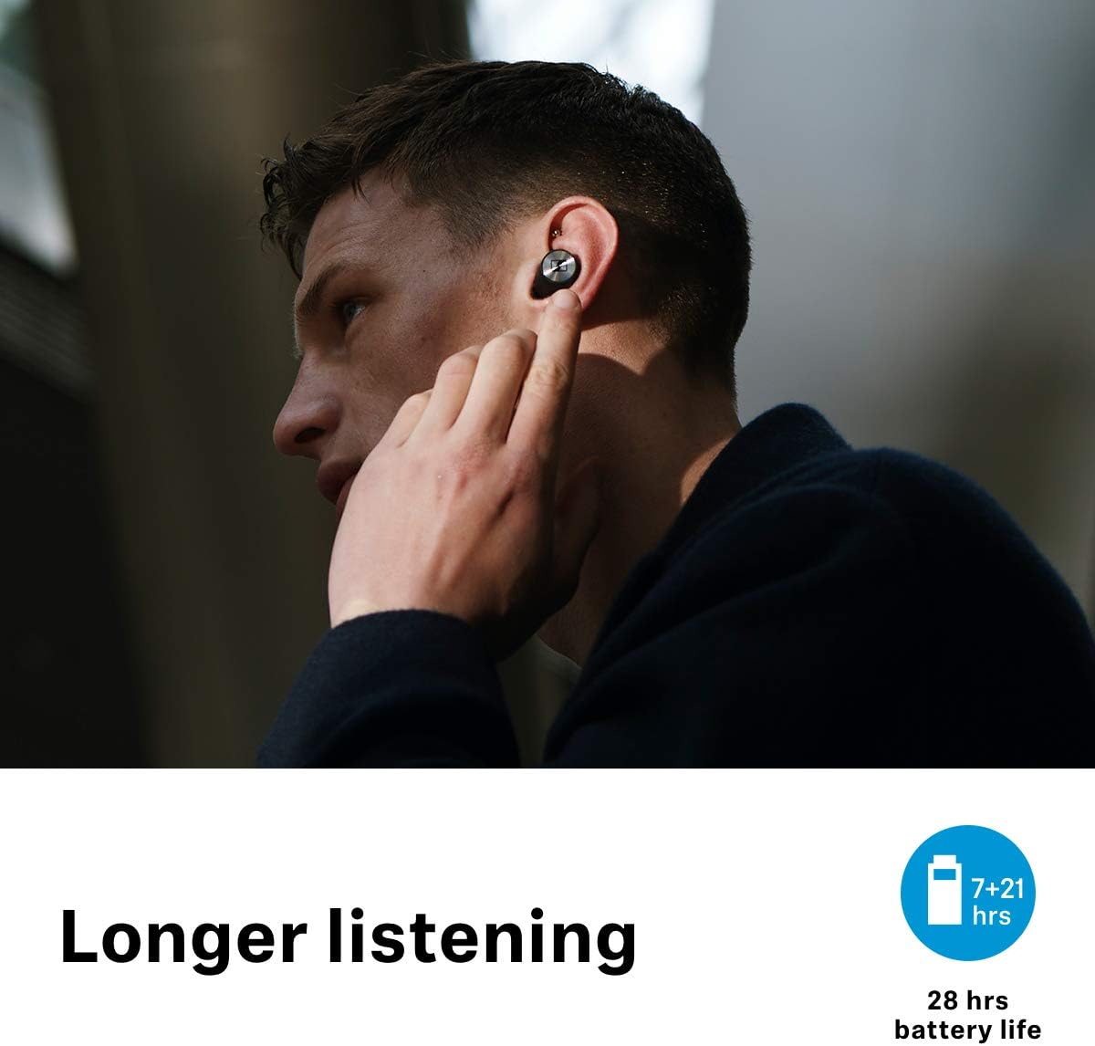 White Bluetooth Earbuds with Active Noise Cancellation H3638