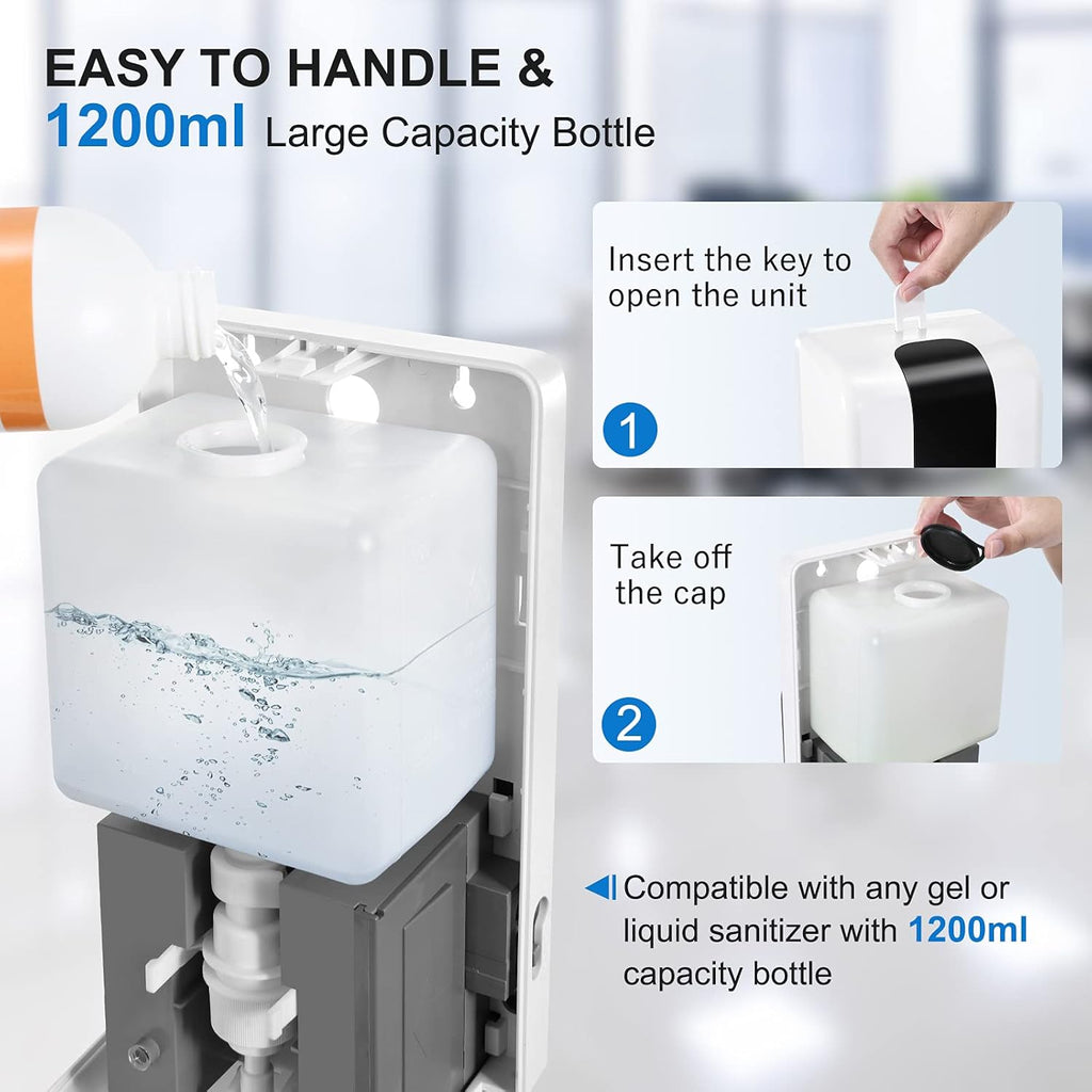 Automatic Hand Sanitizer Dispenser with Stand and Drip Catcher, Infrared Sensor Touchless, Refillable 1200ml Bottle H64023