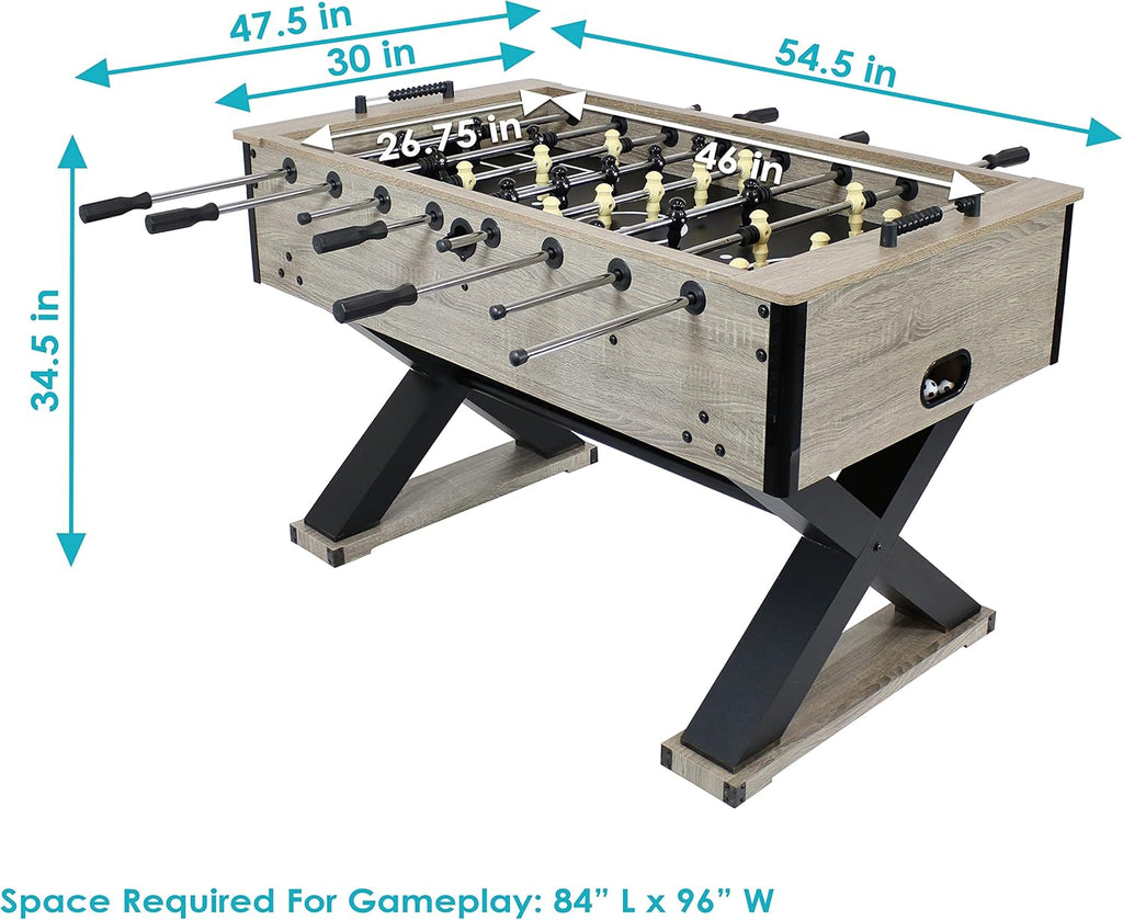 54.5-Inch Indoor Foosball Table with Gray Distressed Wood Look N846