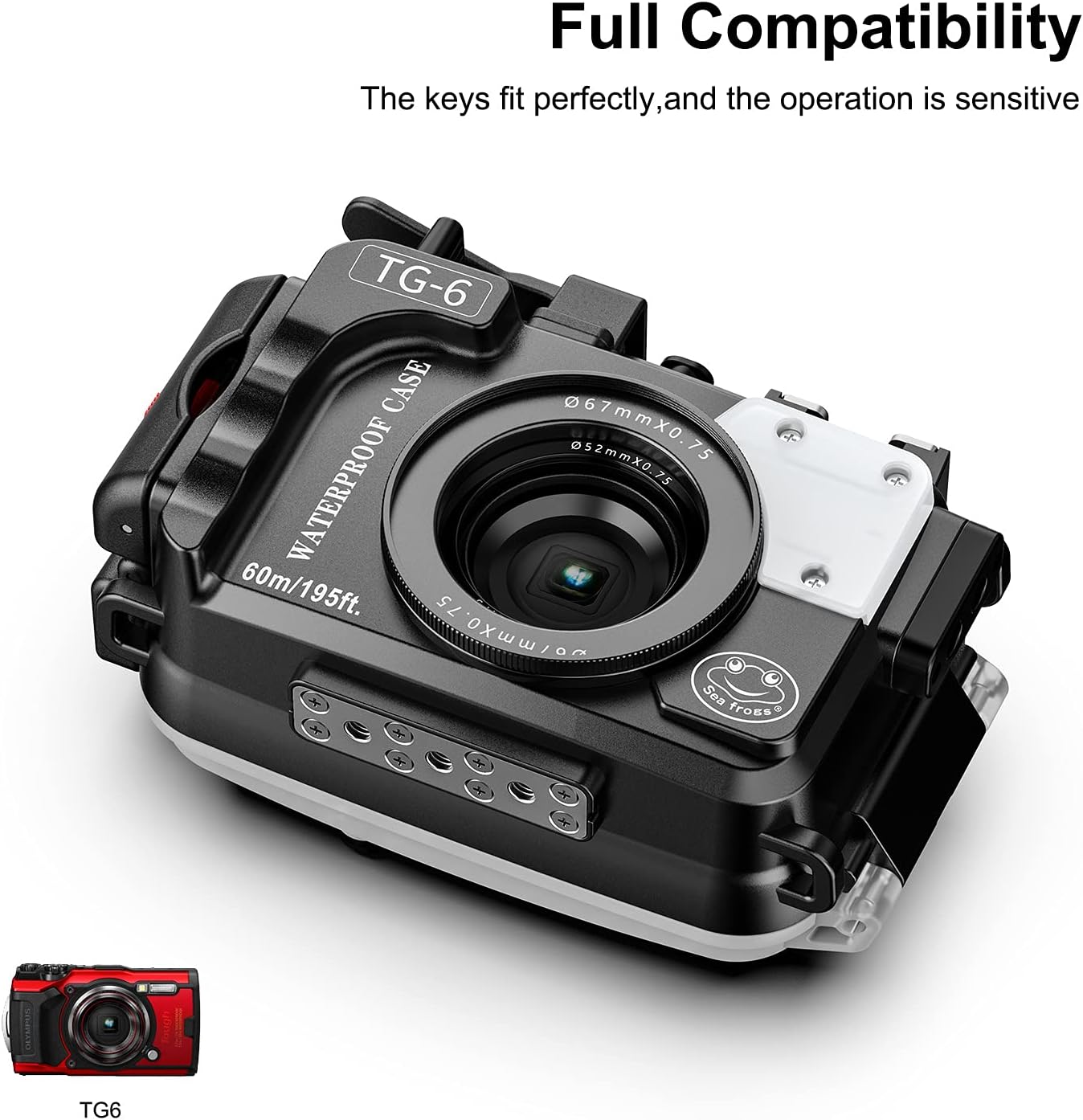 Black Waterproof Diving Case for Olympus TG-6 J44954