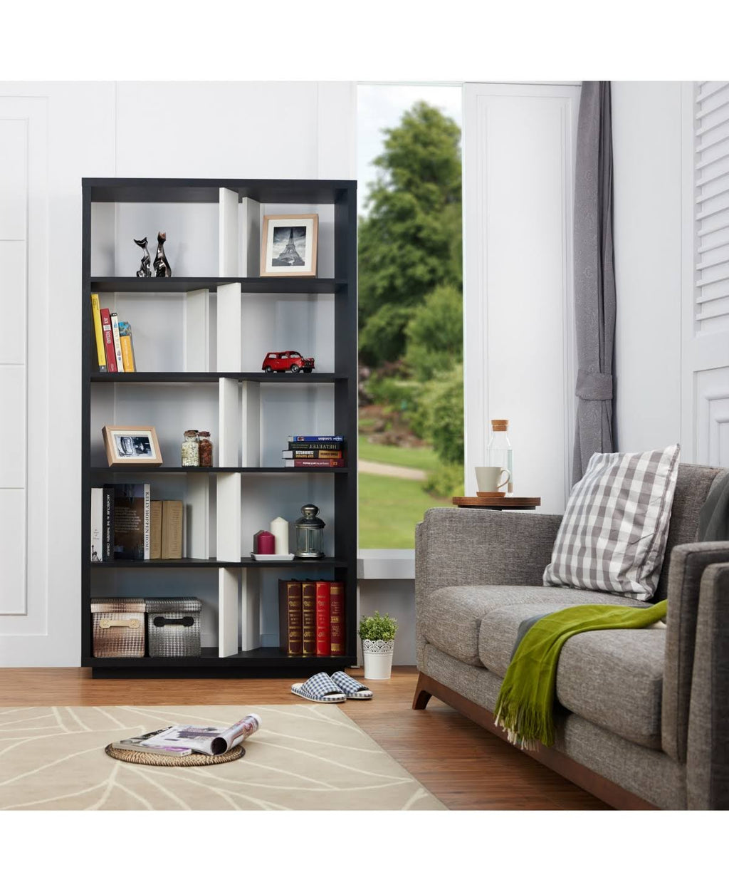 Black 5 Shelf Bookcase D8432