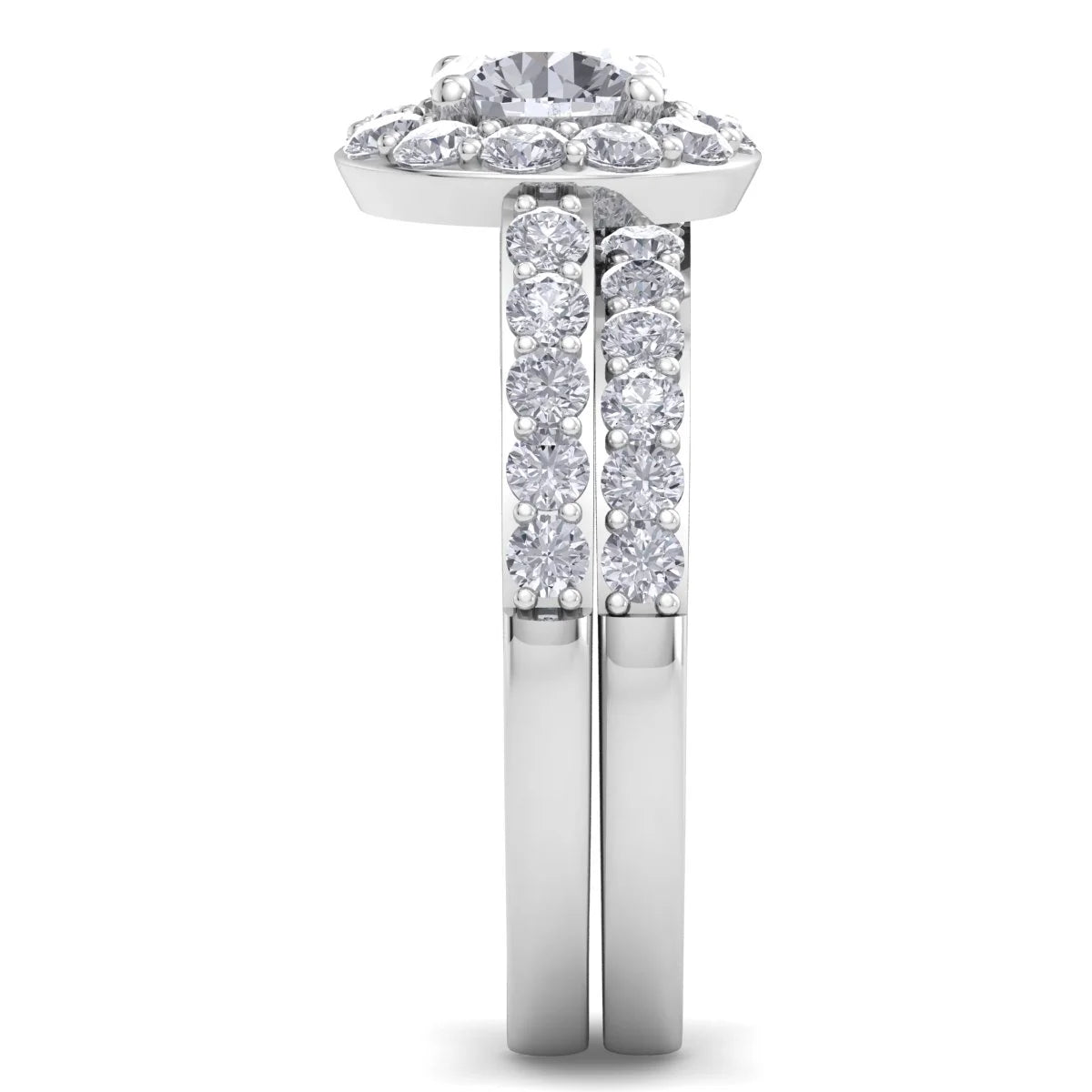2 1/4 Carat Round Lab Grown Diamond Bridal Set In 14K White Gold A4300