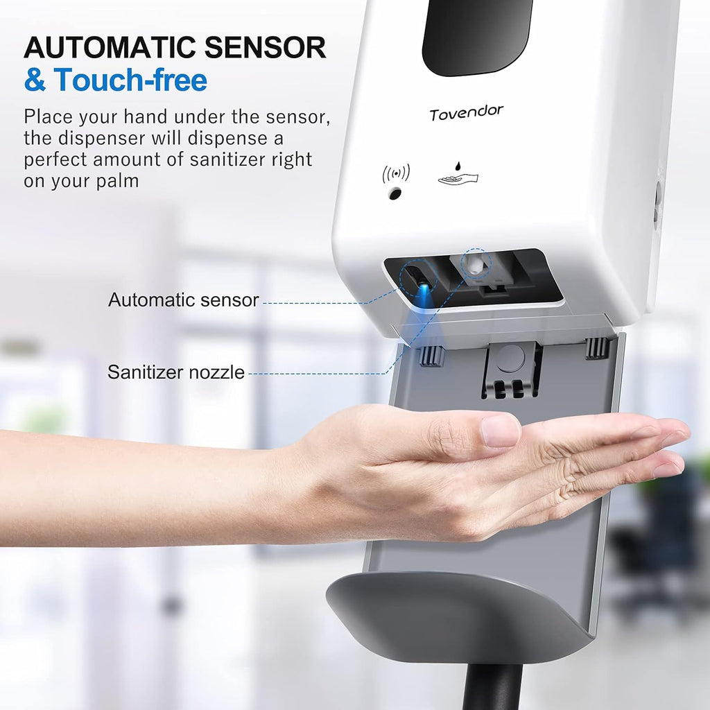Automatic Hand Sanitizer Dispenser with Stand and Drip Catcher, Infrared Sensor Touchless, Refillable 1200ml Bottle H64023