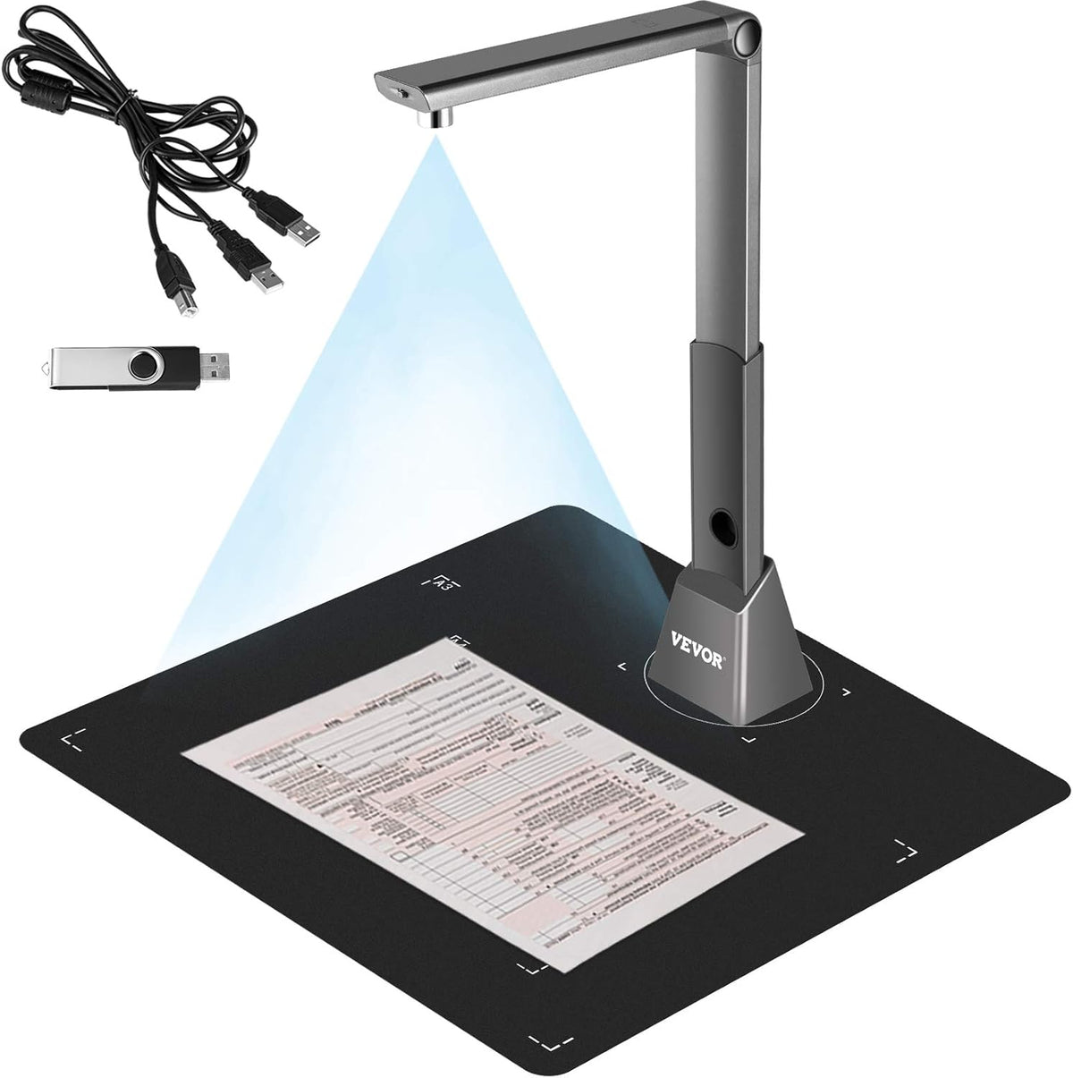 Document Scanner Camera with OCR Function, 10 Mega-Pixel Lens with LED Lights N20013