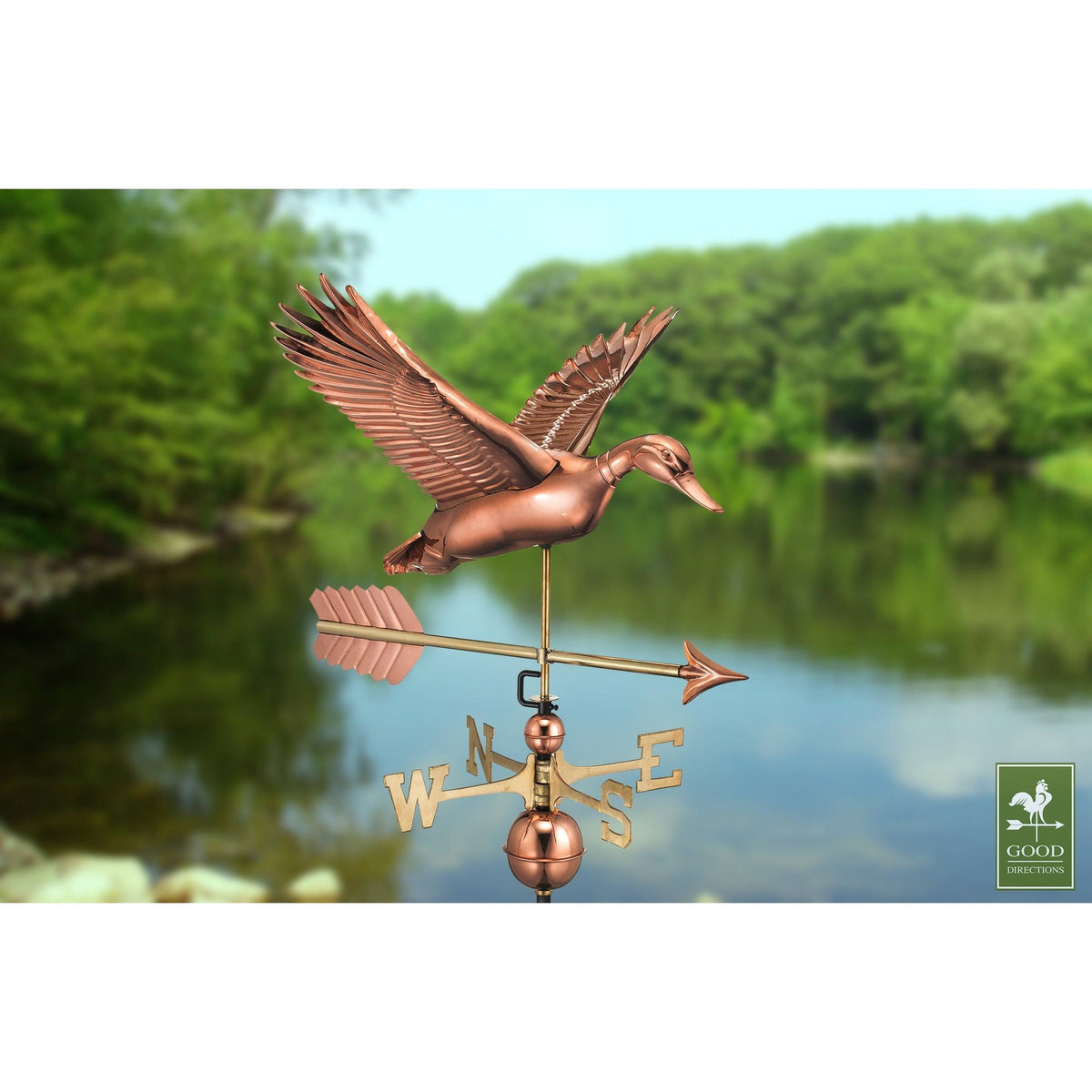Flying Duck with Arrow Weathervane - Pure Copper M412