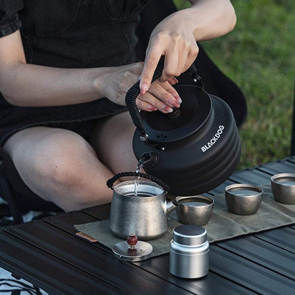 Compact Camping Kettle Teapot Aluminum Alloy Black Lightweight A62753