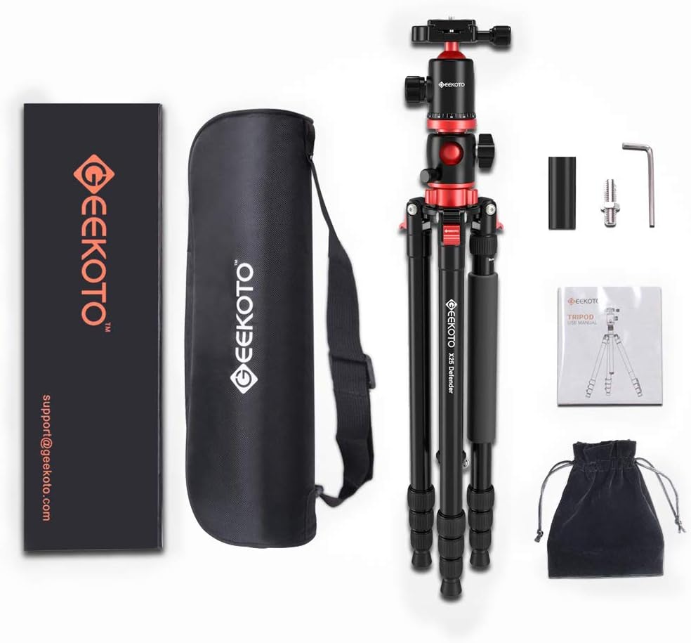 Aluminum Tripod with 360-Degree Ball Head and Rotatable Center Column, 75-Inch T265466