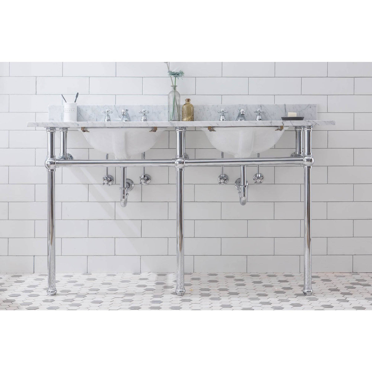60x22 Double Wash Stand in Chrome Y4182
