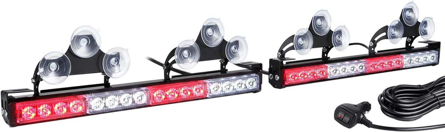 2 in 1 Amber White LED Traffic Advisor Strobe Light Bar H55118