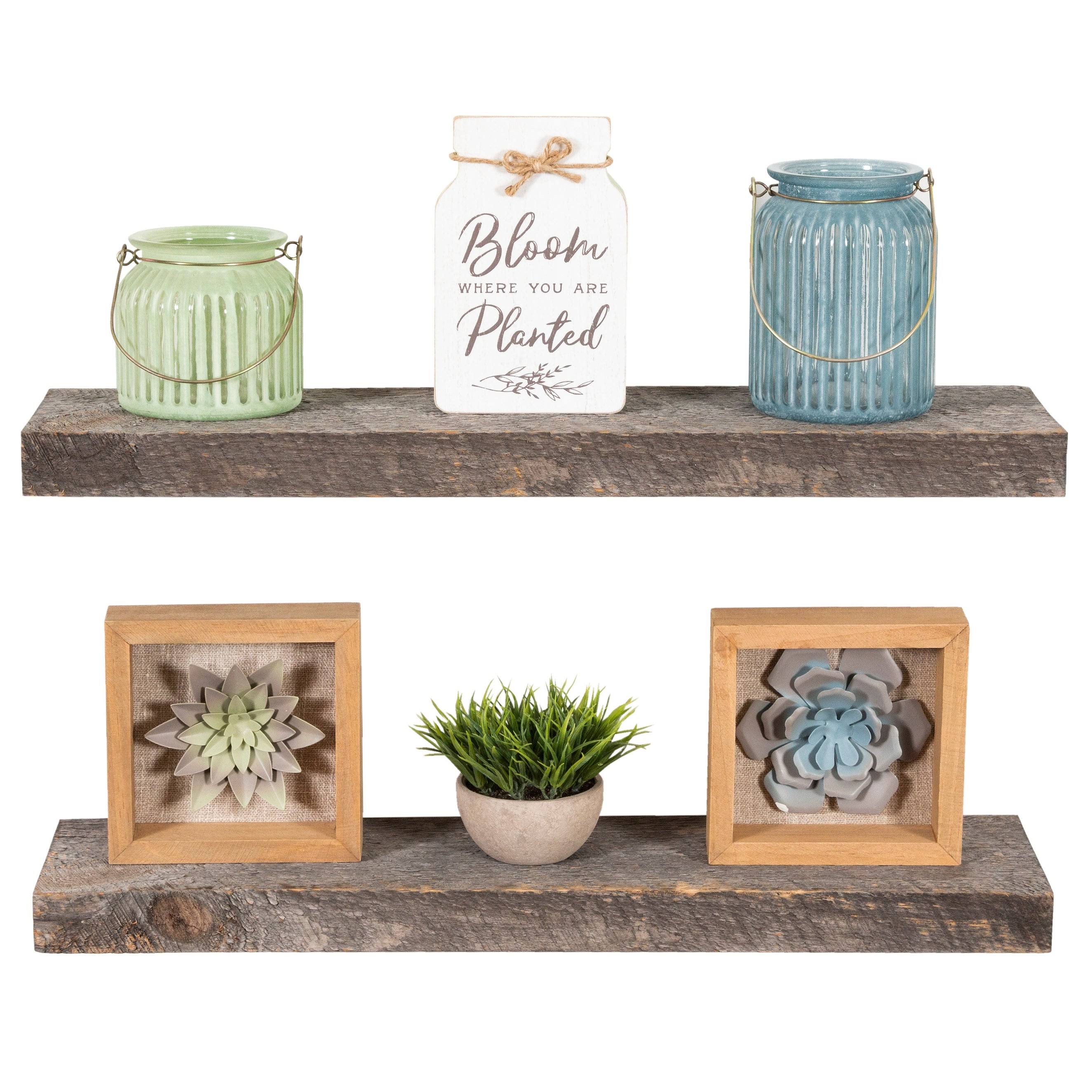 Rustic Wood Wall Shelf Set of 2 C9636