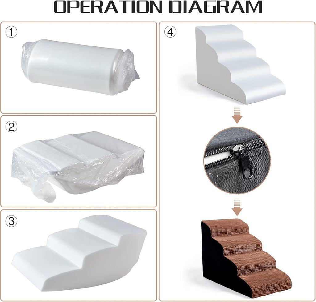 Foam Dog Stairs 4 Tiers Pet Ramp H76439