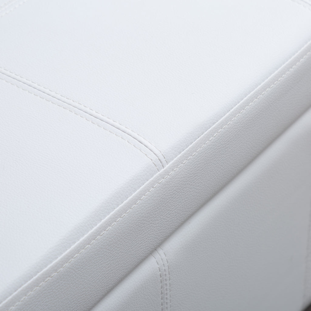 Beige Faux Leather Rectangle Ottoman with Storage J8752