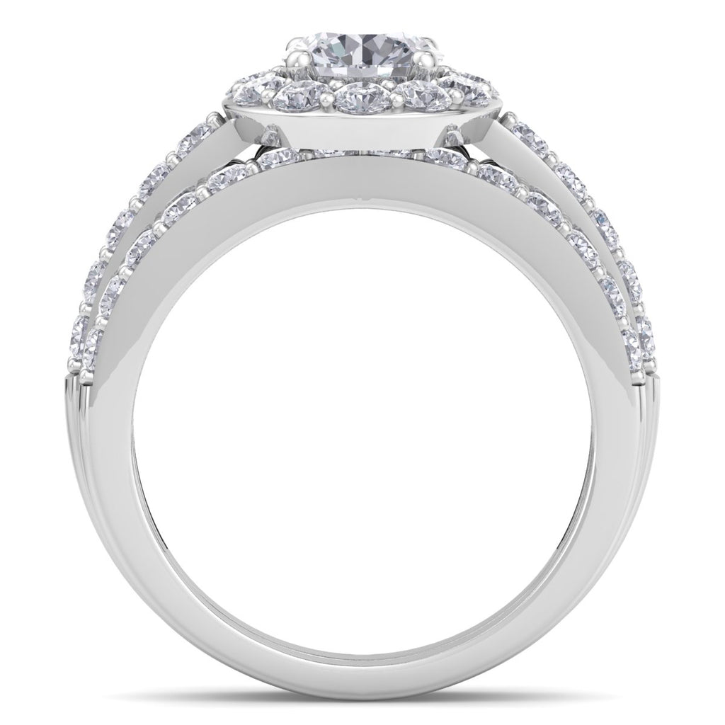 2 1/4 Carat Round Lab Grown Diamond Bridal Set In 14K White Gold A4300