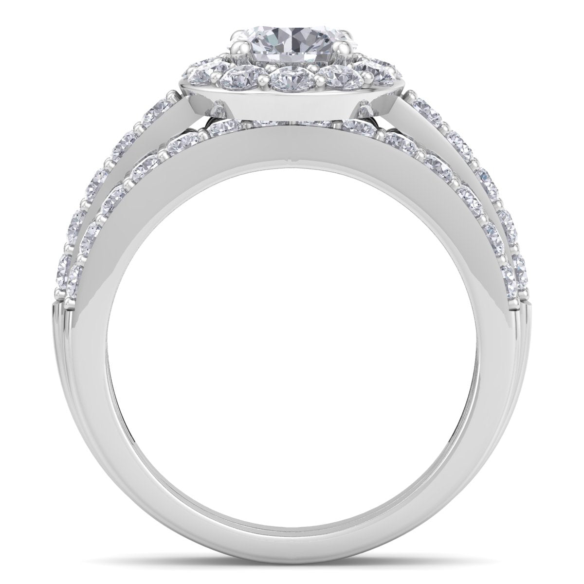 2 1/4 Carat Round Lab Grown Diamond Bridal Set In 14K White Gold A4300