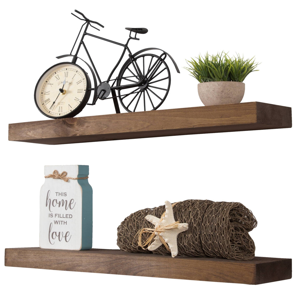 Rustic Wood Wall Shelf Set of 2 C9636
