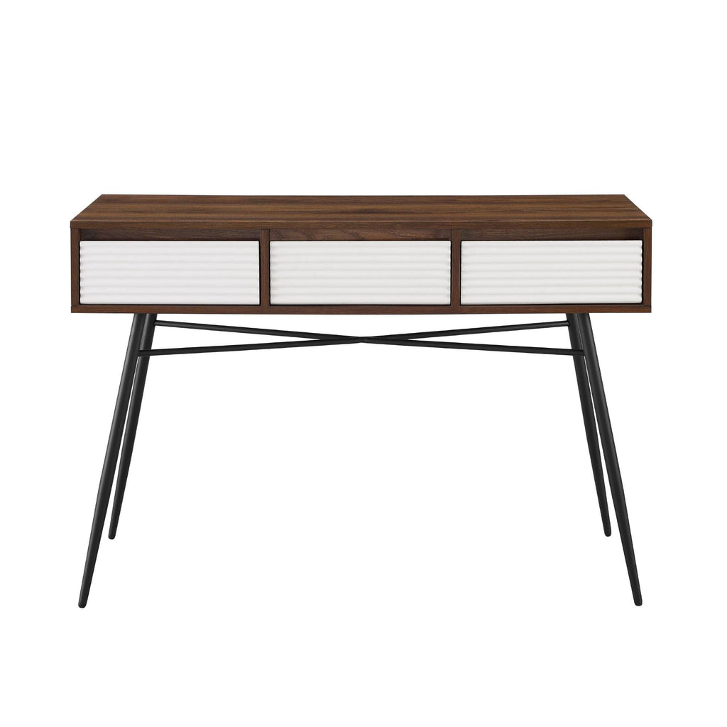 Fluted 3-Drawer Entry Table - Birch/Solid White C65460