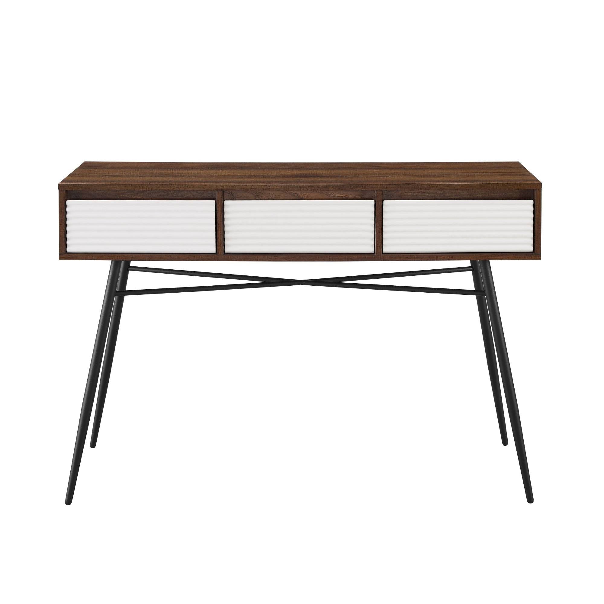 Fluted 3-Drawer Entry Table - Birch/Solid White C65460