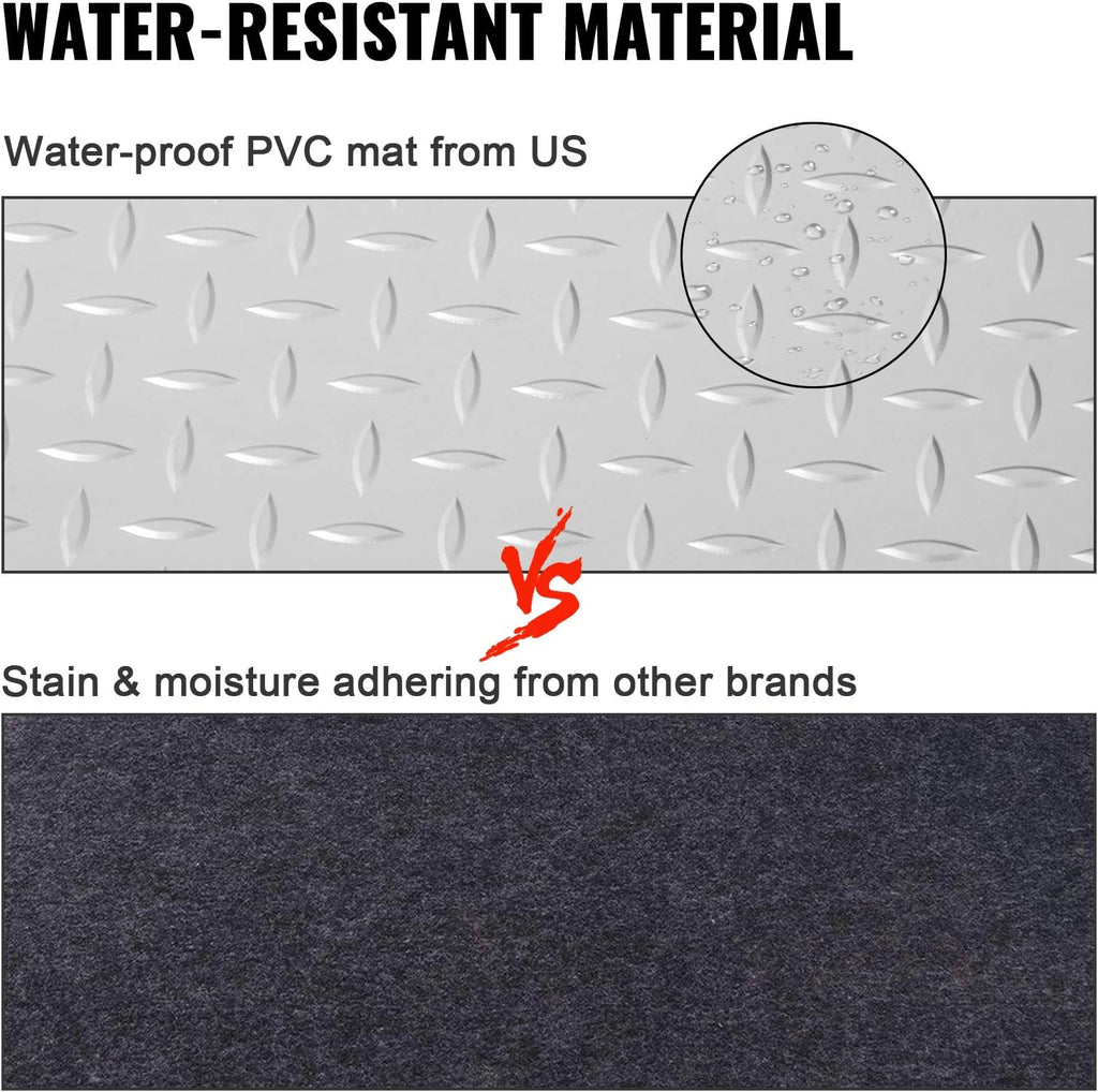 Vinyl Garage Floor Mat 4.9x13ft Anti-Slide Diamond Texture Silver PVC Garage Flooring Roll D815
