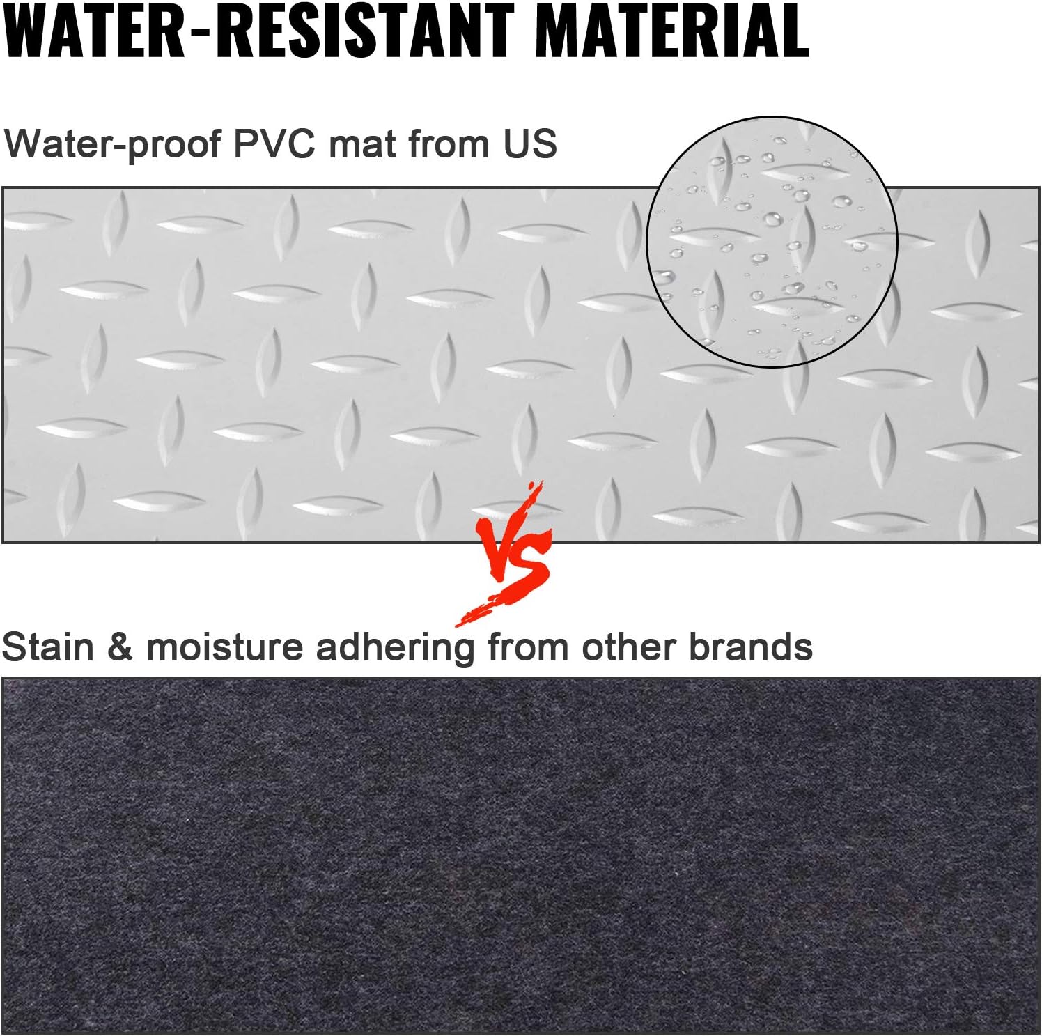 Vinyl Garage Floor Mat 4.9x13ft Anti-Slide Diamond Texture Silver PVC Garage Flooring Roll D815