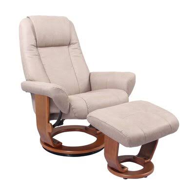 Faux Leather Manual Swivel Recliner with Ottoman S890