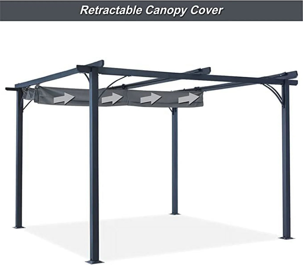 11x11 Outdoor Patio Pergola with Retractable Shade Q7786
