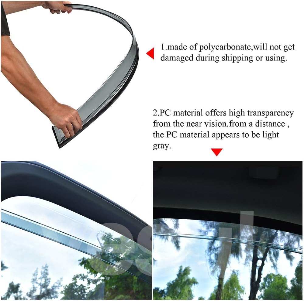 Smoke Gray Polycarbonate Window Wind Deflector with 304 Stainless Steel Trim T657